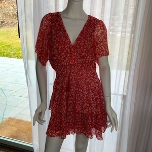 Zara ditsy floral red and white dress size L